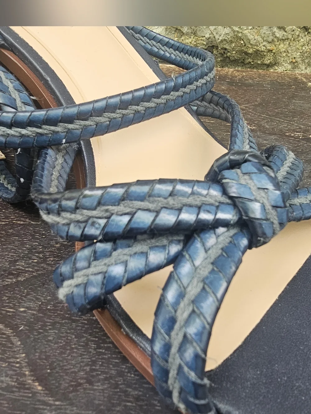 Women's Size 12 M Braided Navy Blue Strap Block Heel Sandals Navy Giani Bernini - Picture 4 of 11